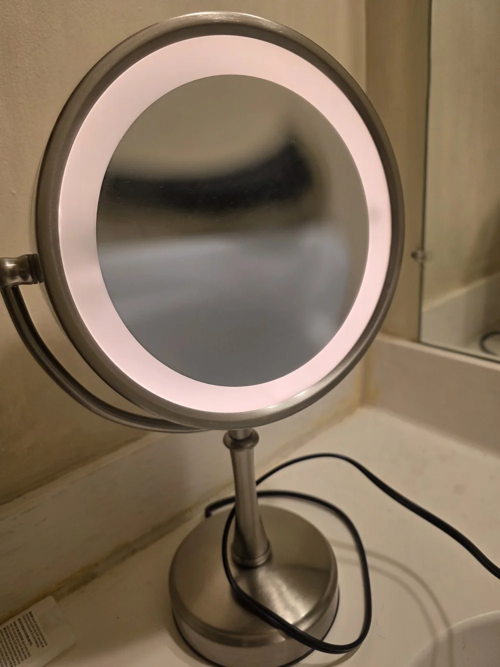 Brushed Nickel Lighted Makeup Mirror - Silver
